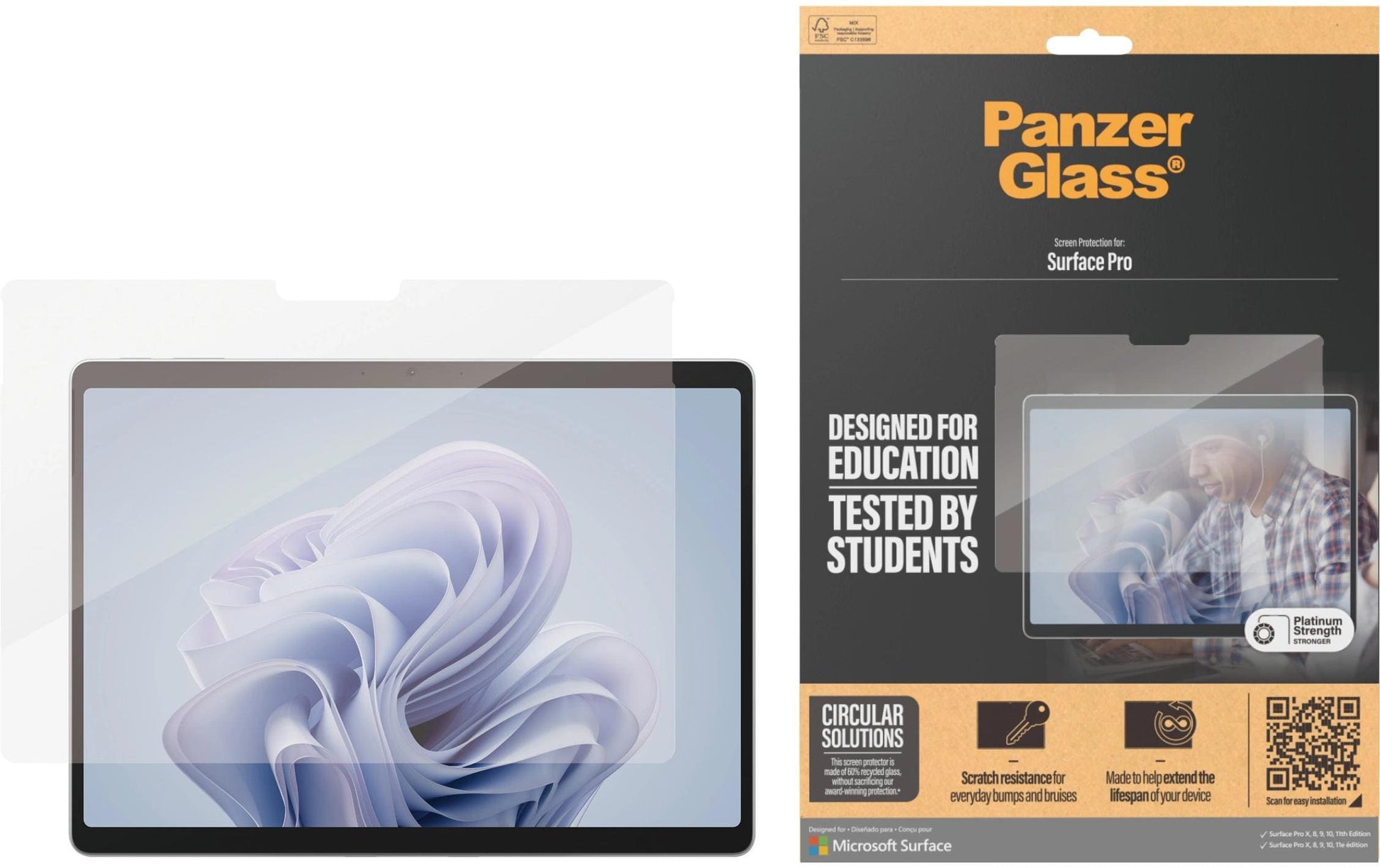 PanzerGlass Ultra Wide Fit Displayschutzfolie – für Microsoft Surface Pro (Auswahl), 13"