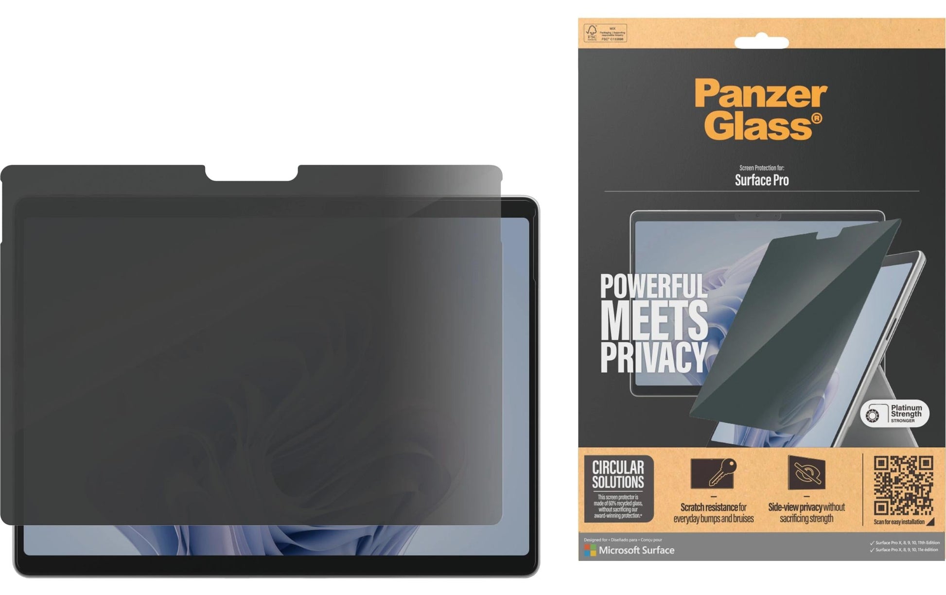 PanzerGlass Displayschutzfolie – für Microsoft Surface Pro (Auswahl), 13", Gehärtetes Glas, Transparent