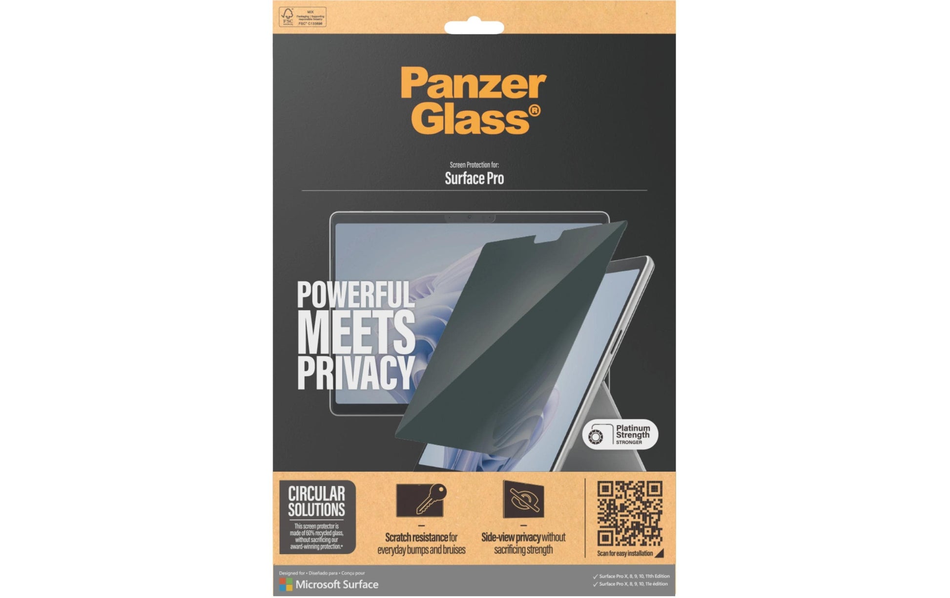 PanzerGlass Displayschutzfolie – für Microsoft Surface Pro (Auswahl), 13", Gehärtetes Glas, Transparent