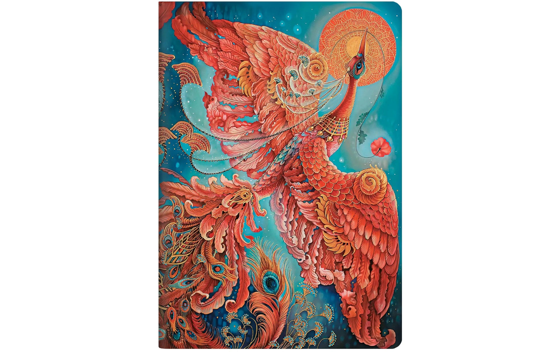 Paperblanks Notizheft – A4 – liniert – 80 Blatt – Hardcover, perforiert, Feuervogel, rot, FSC