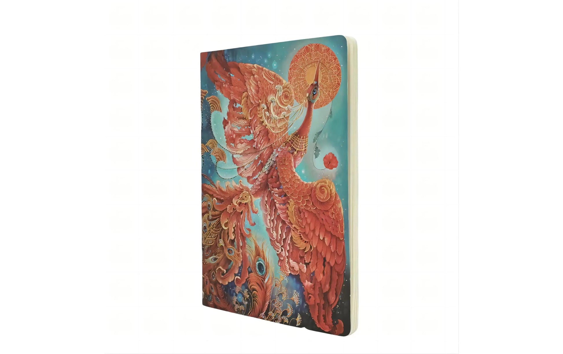 Paperblanks Notizheft – A4 – liniert – 80 Blatt – Hardcover, perforiert, Feuervogel, rot, FSC