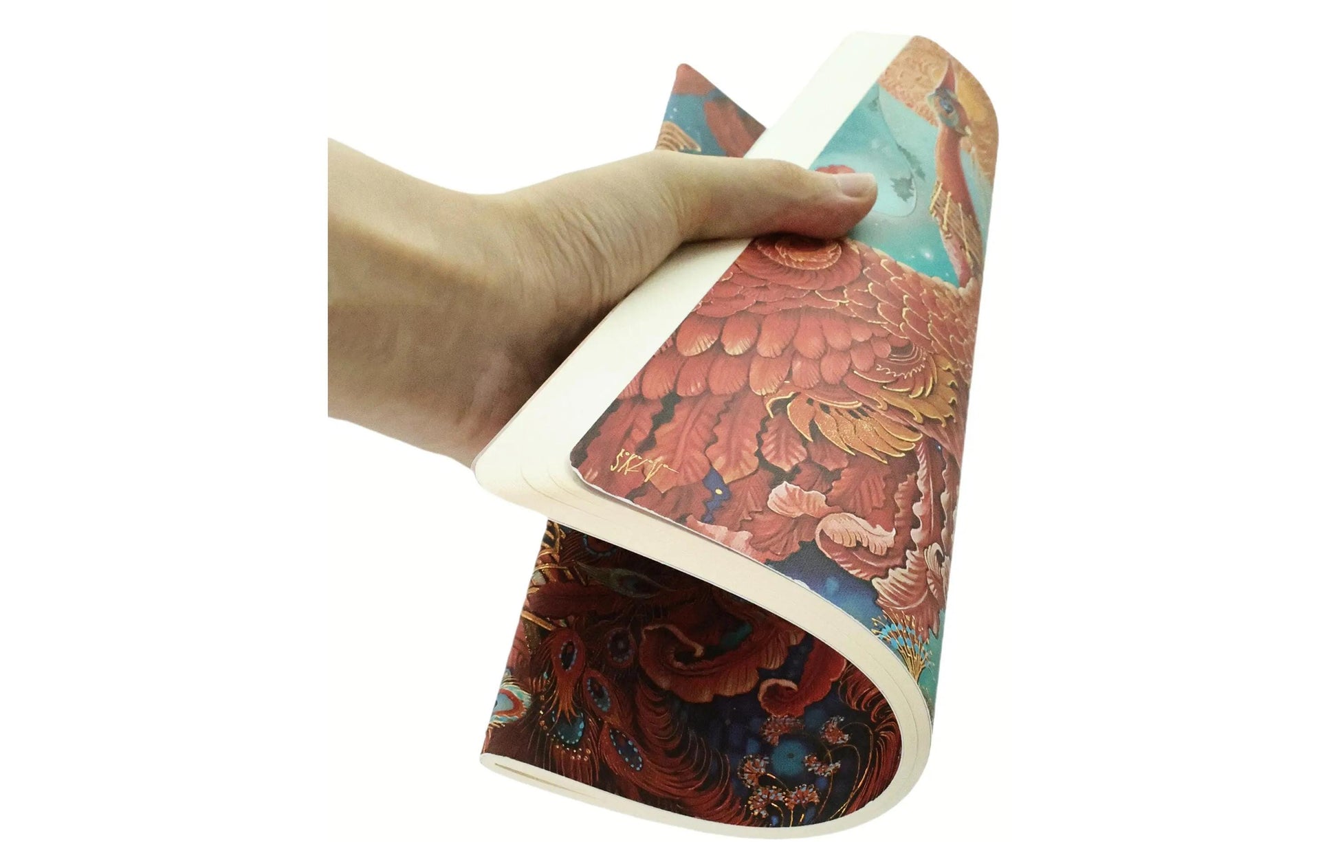 Paperblanks Notizheft – A4 – liniert – 80 Blatt – Hardcover, perforiert, Feuervogel, rot, FSC