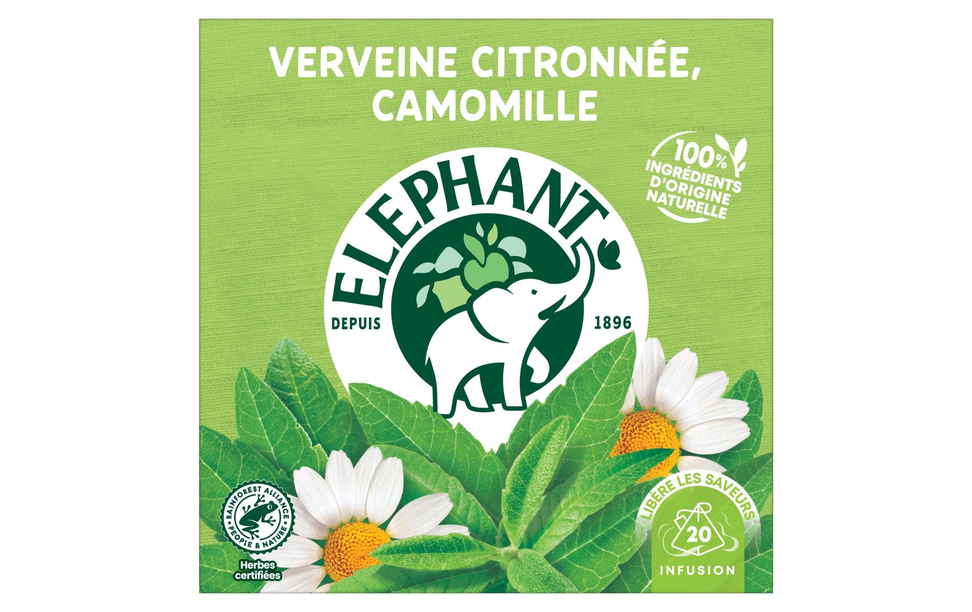 Eléphant Kräutertee Zitronenverbene & Kamille – Teebeutel 20 Beutel