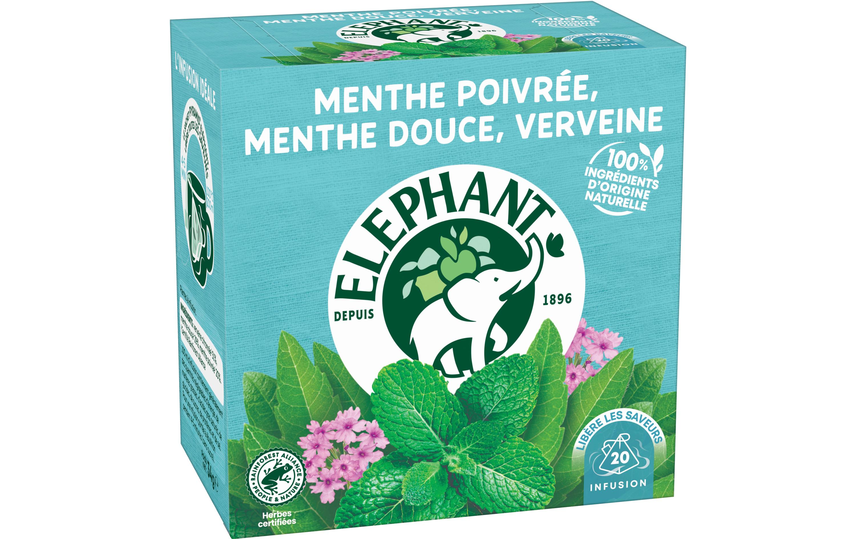 Eléphant Kräutertee Verbenen, Süssminze & Pfefferminze – Teebeutel 20 Beutel
