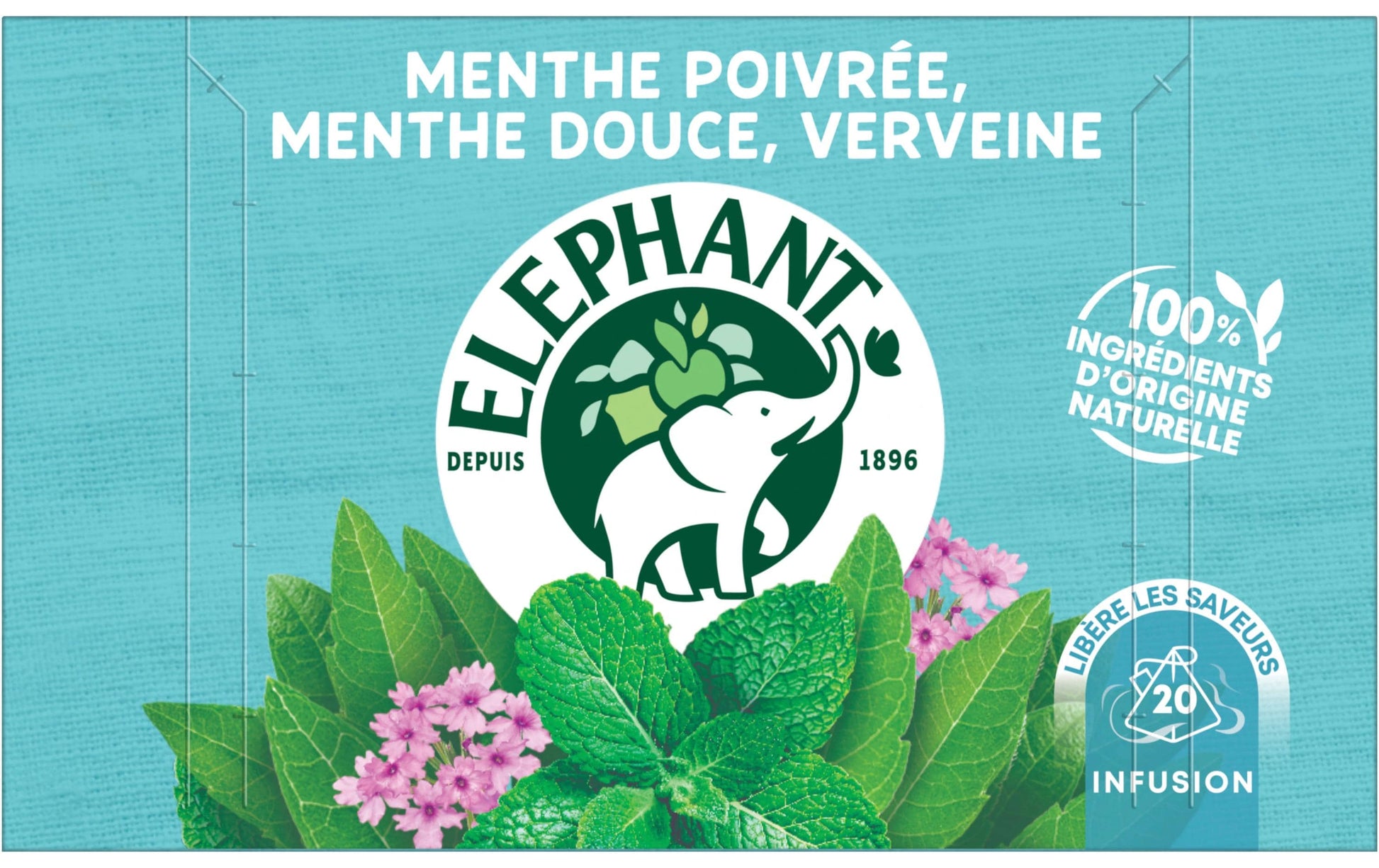 Eléphant Kräutertee Verbenen, Süssminze & Pfefferminze – Teebeutel 20 Beutel