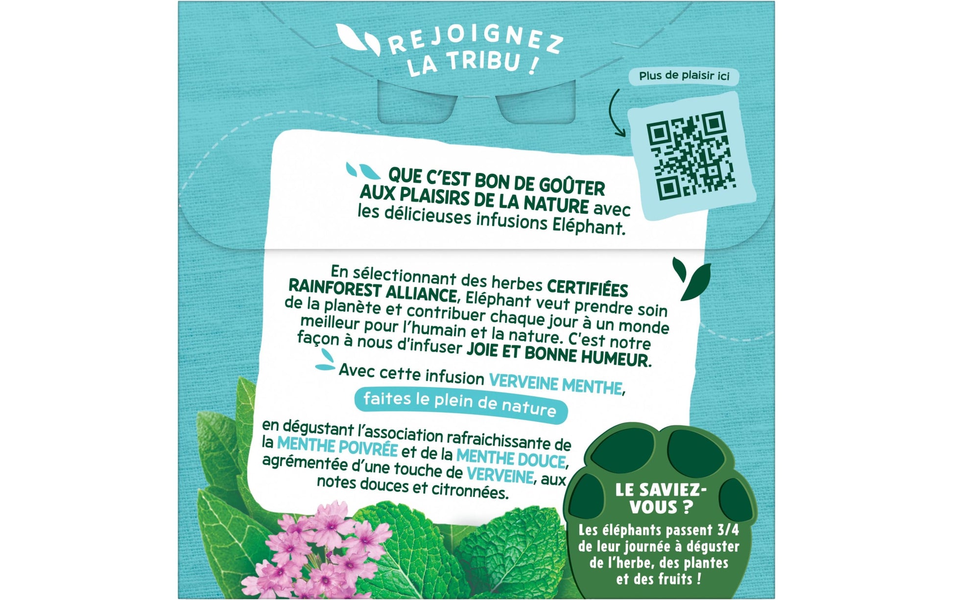 Eléphant Kräutertee Verbenen, Süssminze & Pfefferminze – Teebeutel 20 Beutel