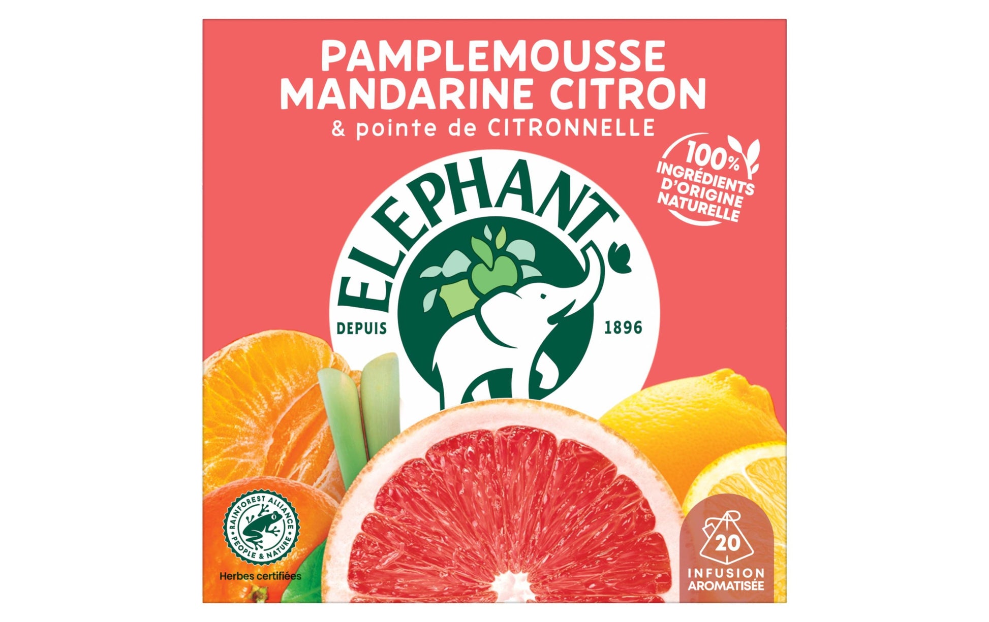 Eléphant Früchtetee Grapefruit, Mandarine & Zitrone – Teebeutel 20 Beutel