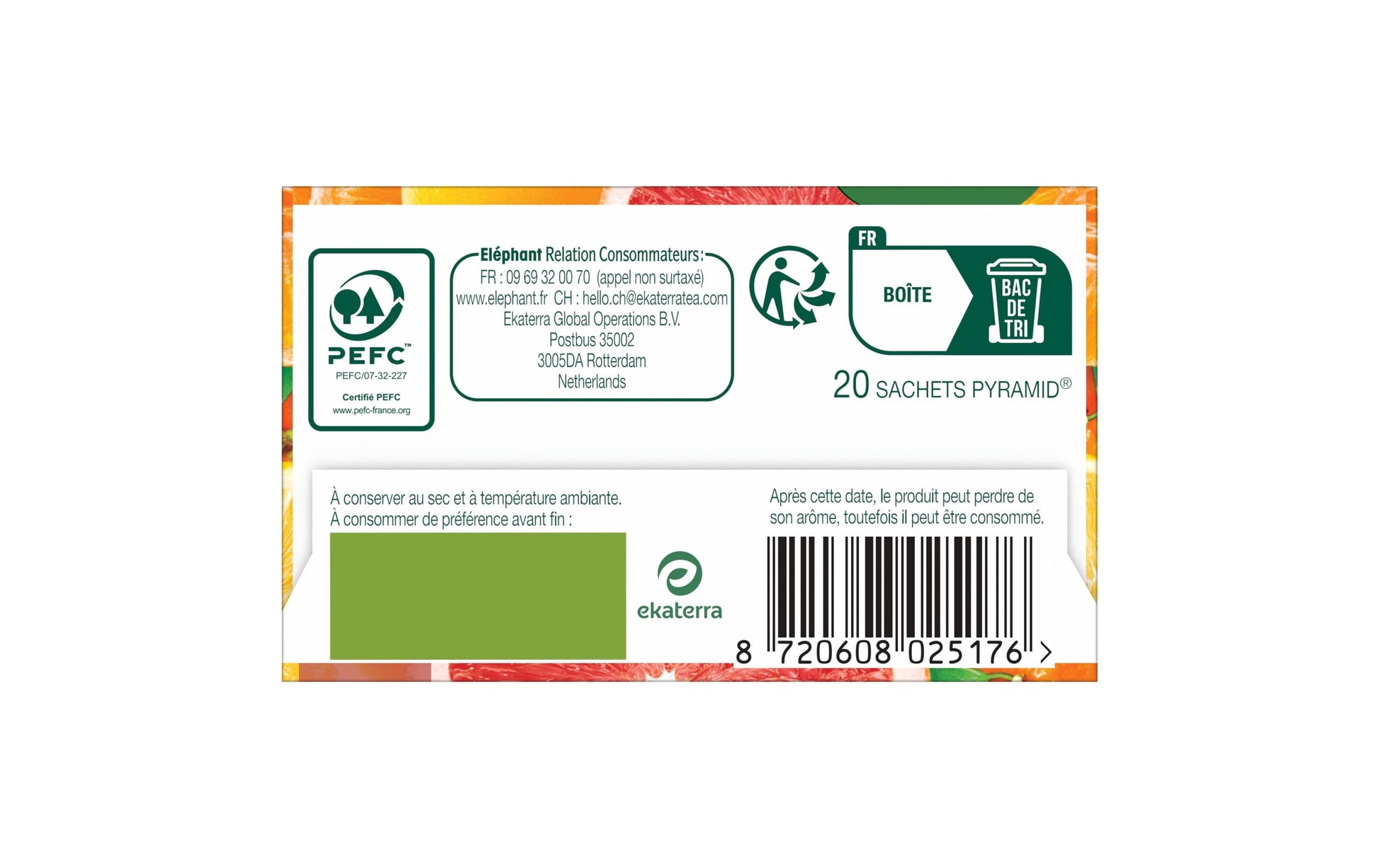 Eléphant Früchtetee Grapefruit, Mandarine & Zitrone – Teebeutel 20 Beutel