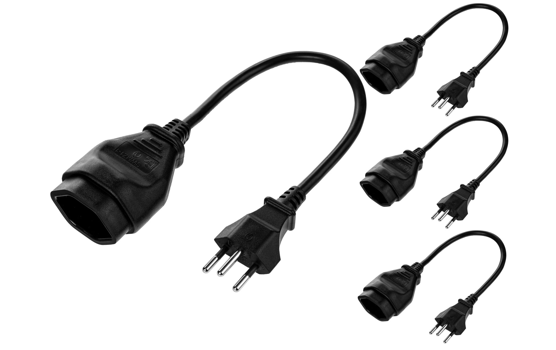 Furber. Verlängerungskabel – T12–T13, 0,2 m, 3×1 mm², Schwarz, 4er-Set