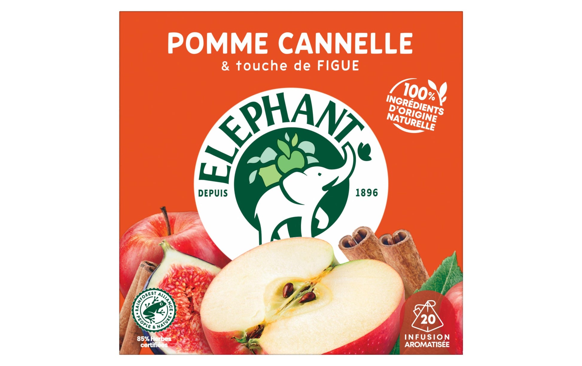 Eléphant Früchtetee Apfel & Zimt – Teebeutel 30 Beutel