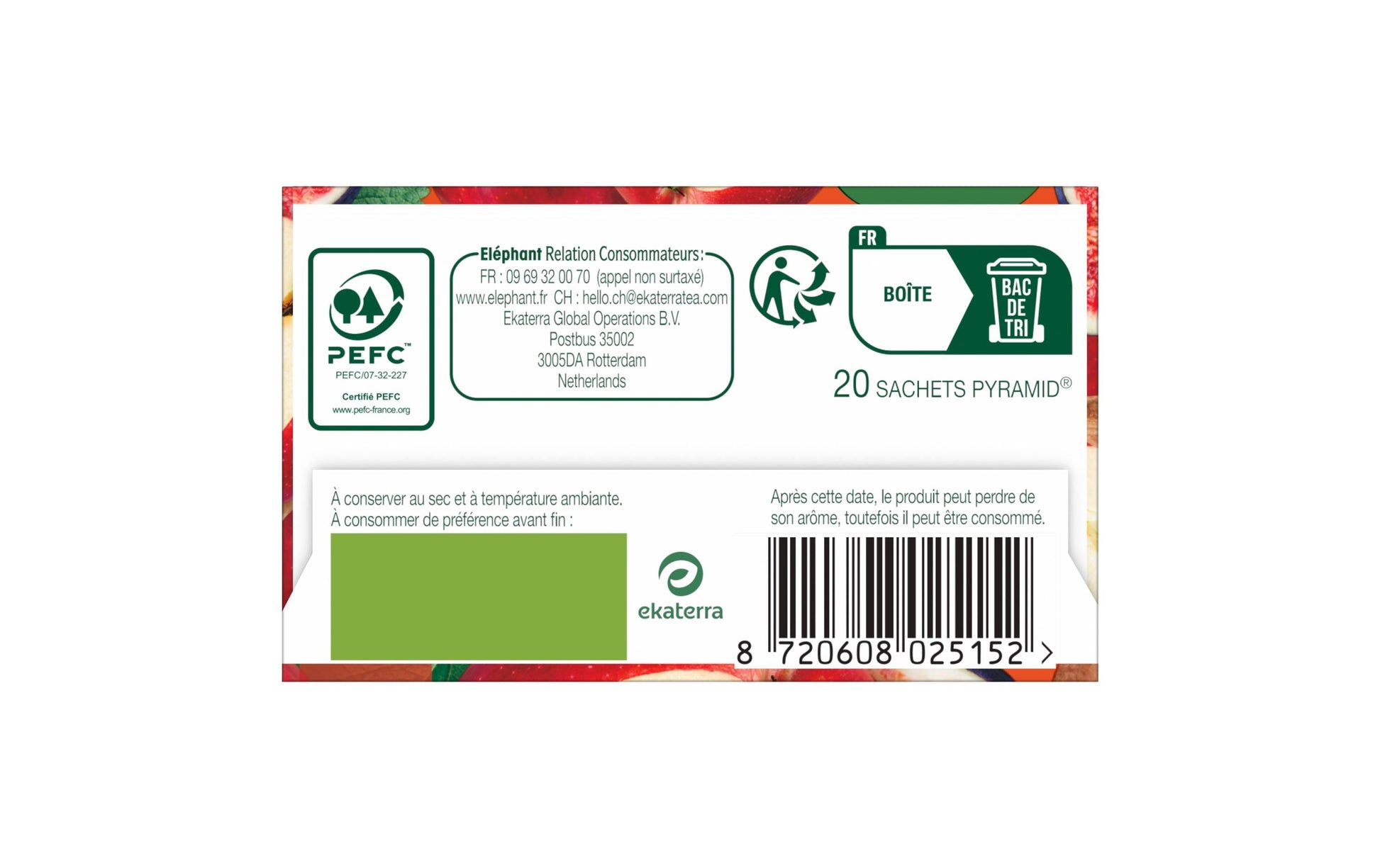 Eléphant Früchtetee Apfel & Zimt – Teebeutel 30 Beutel
