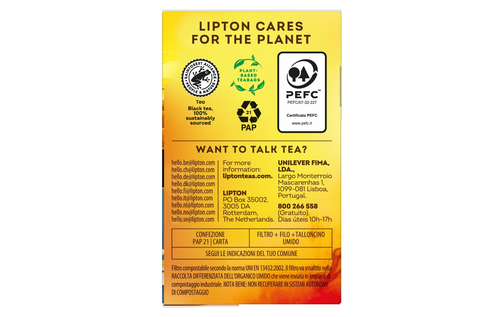 Lipton Schwarztee Earl Grey – Teebeutel 20 Beutel – Fairtrade