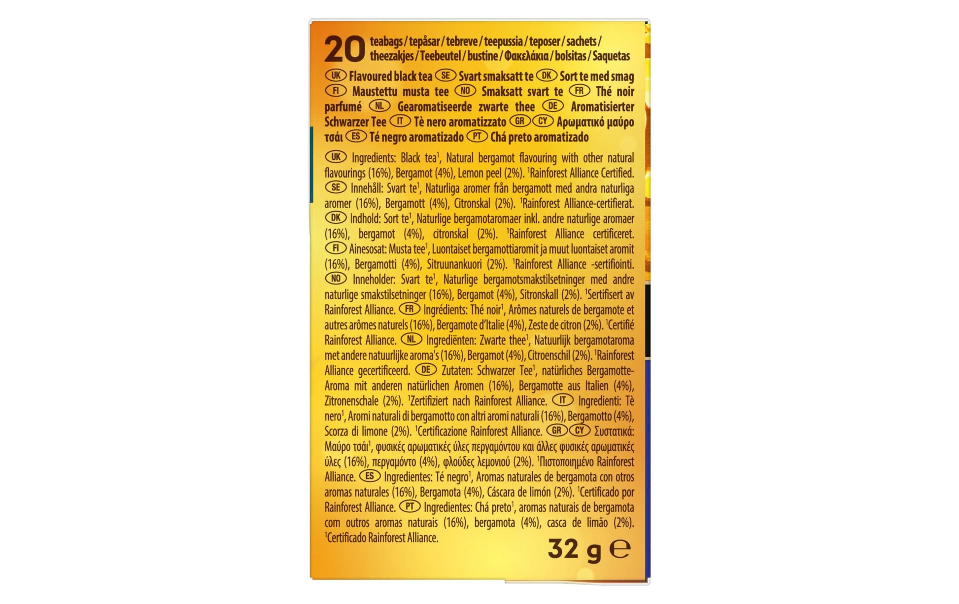 Lipton Schwarztee Earl Grey – Teebeutel 20 Beutel – Fairtrade