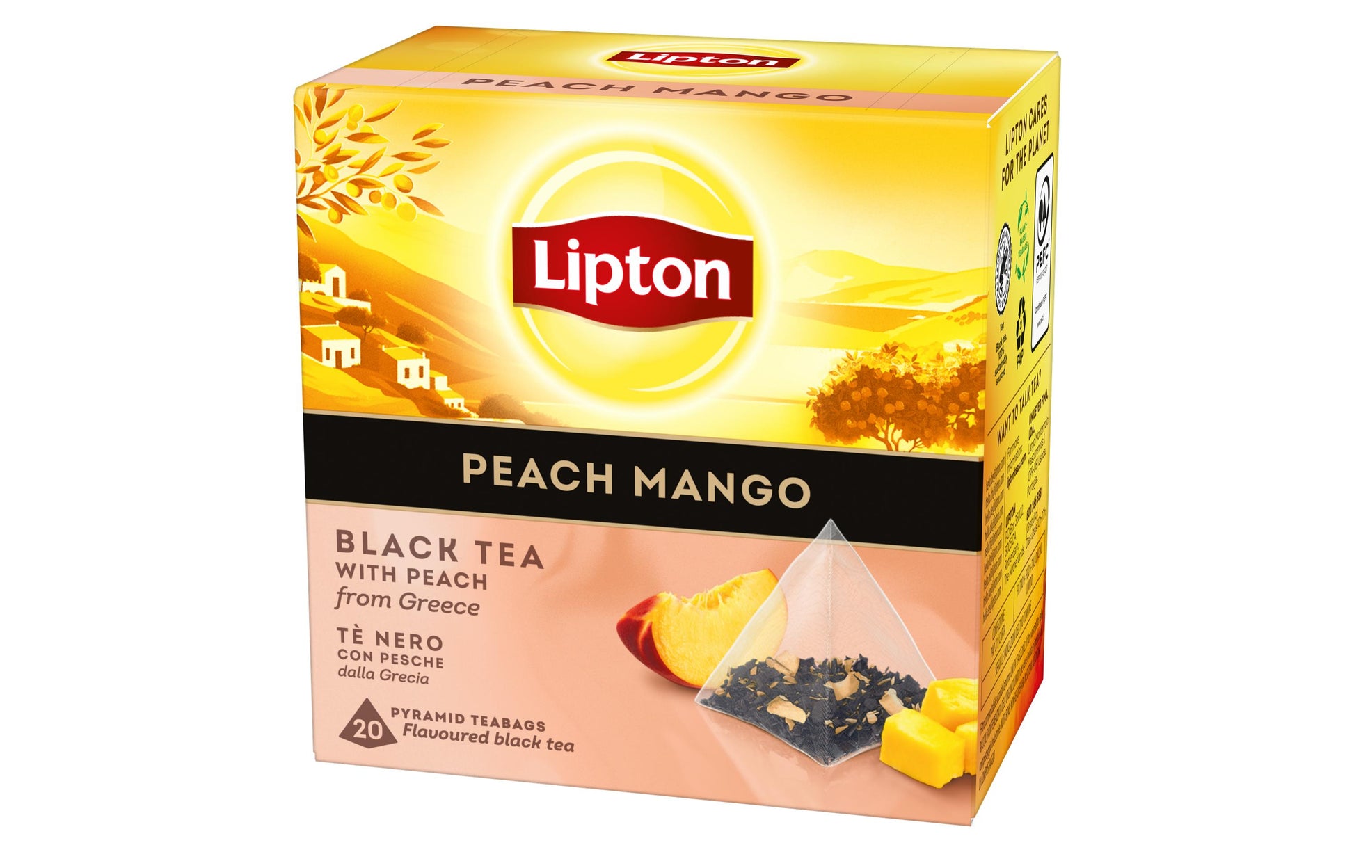 Lipton Schwarztee Pfirsich & Mango – Teebeutel 20 Beutel – Fairtrade