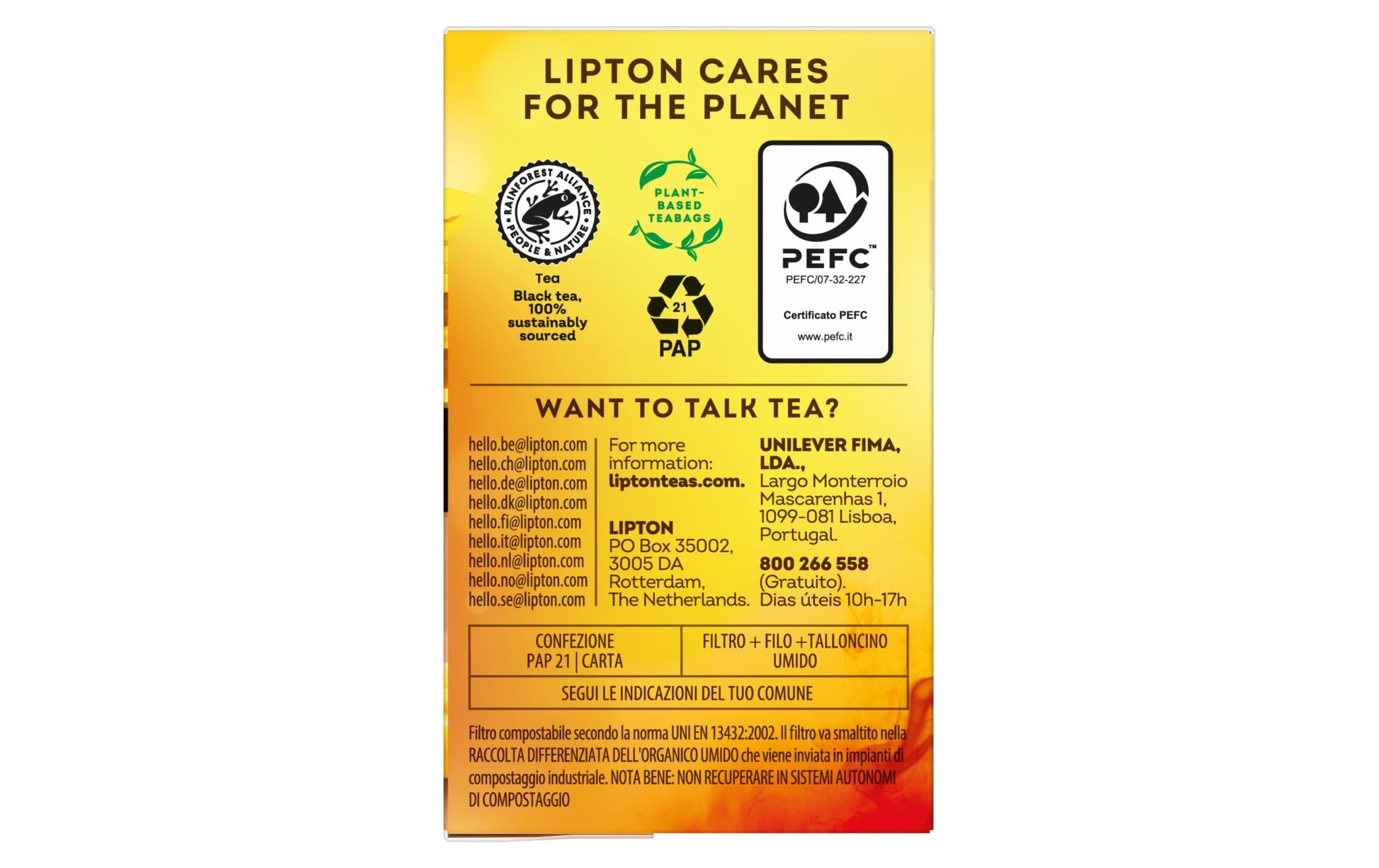 Lipton Schwarztee Pfirsich & Mango – Teebeutel 20 Beutel – Fairtrade
