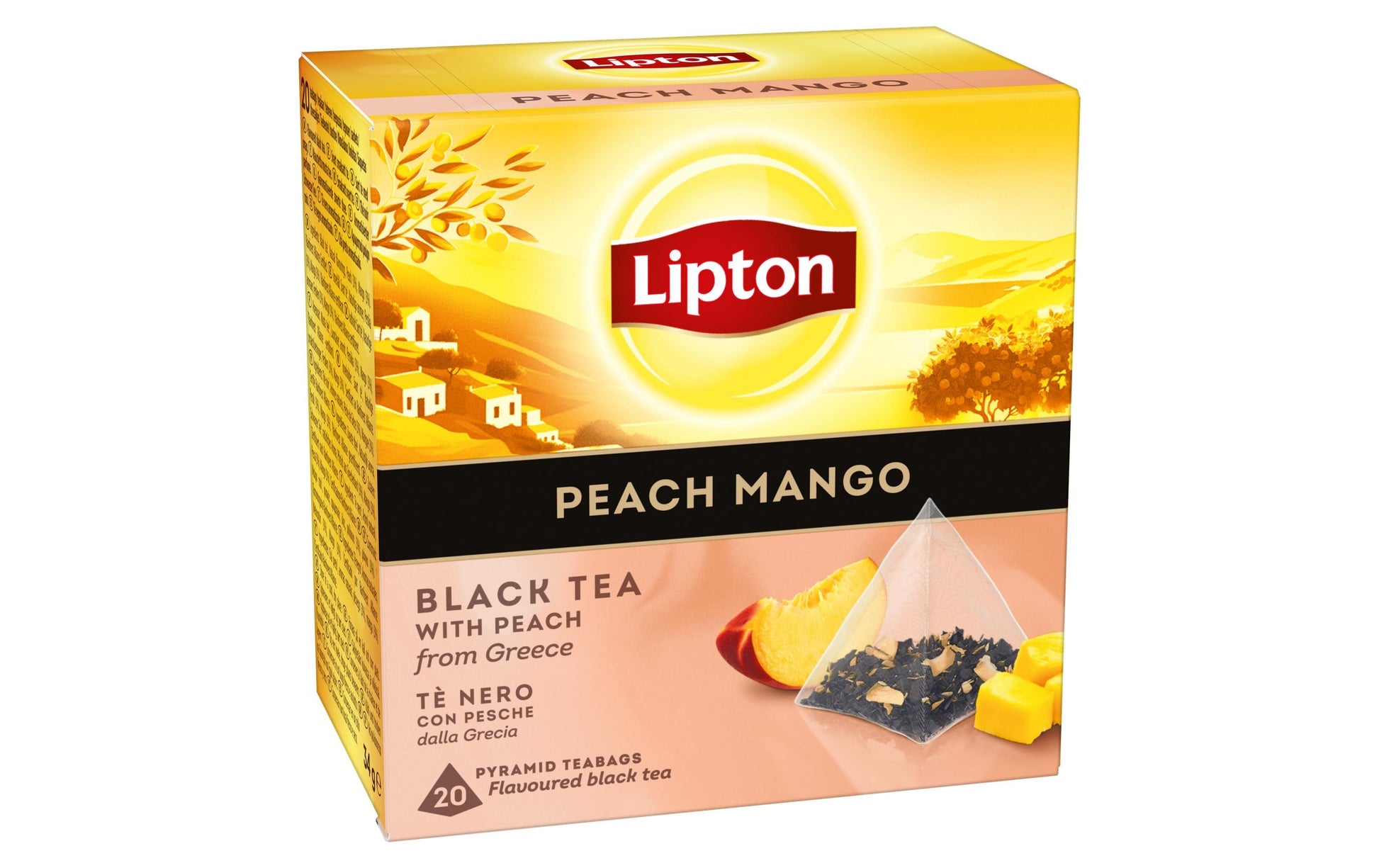 Lipton Schwarztee Pfirsich & Mango – Teebeutel 20 Beutel – Fairtrade