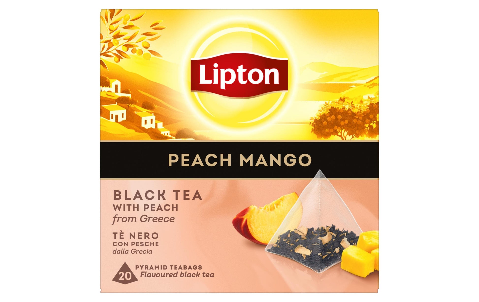Lipton Schwarztee Pfirsich & Mango – Teebeutel 20 Beutel – Fairtrade