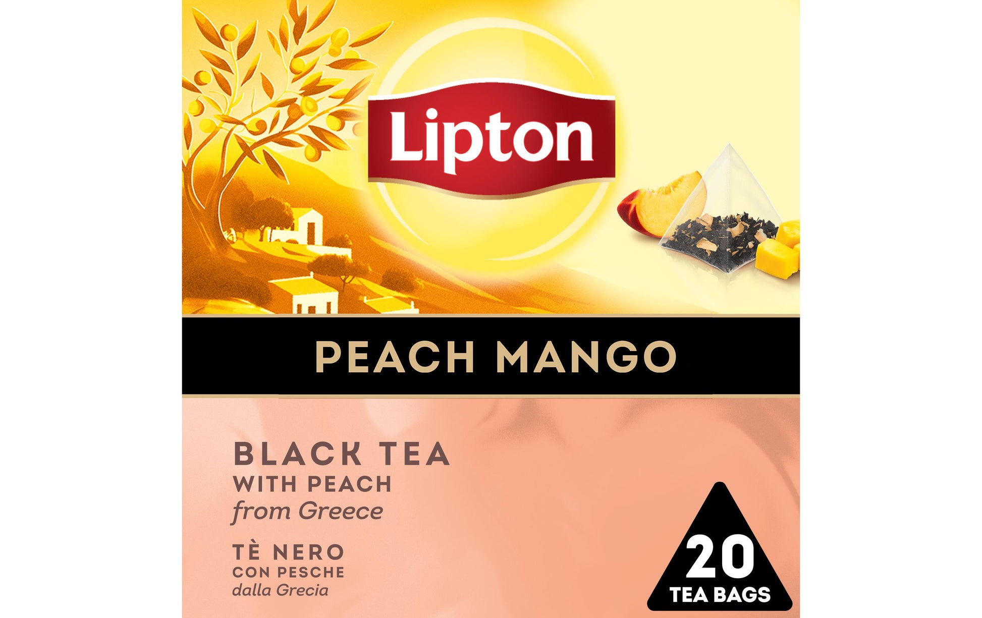 Lipton Schwarztee Pfirsich & Mango – Teebeutel 20 Beutel – Fairtrade