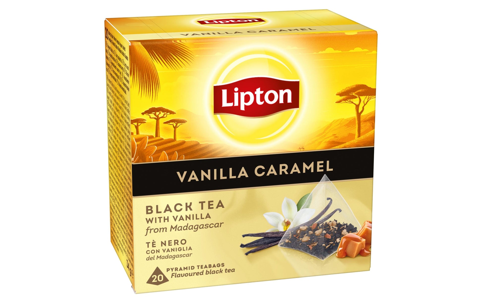 Lipton Schwarztee Vanille & Karamell – Teebeutel 20 Beutel – Fairtrade