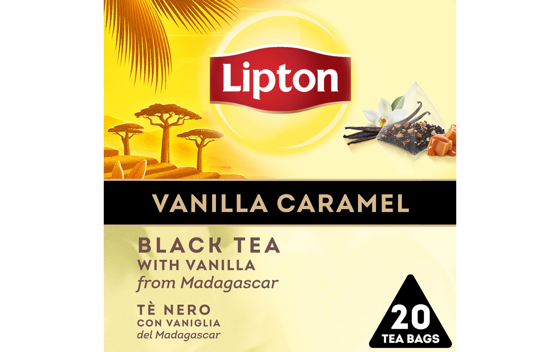 Lipton Schwarztee Vanille & Karamell – Teebeutel 20 Beutel – Fairtrade