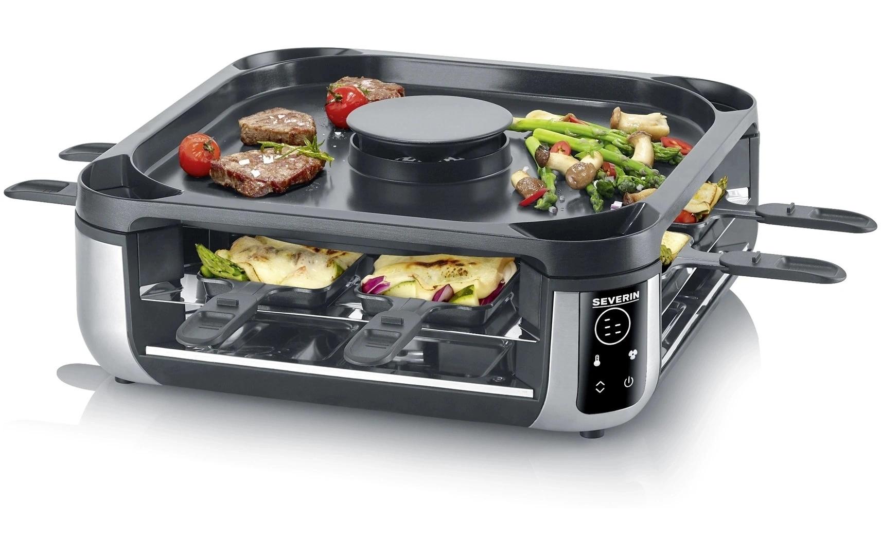 Severin Raclette-Grill RG 2379 – 8 Personen, Keramikbeschichtet, 1900 W – Schwarz/Silber