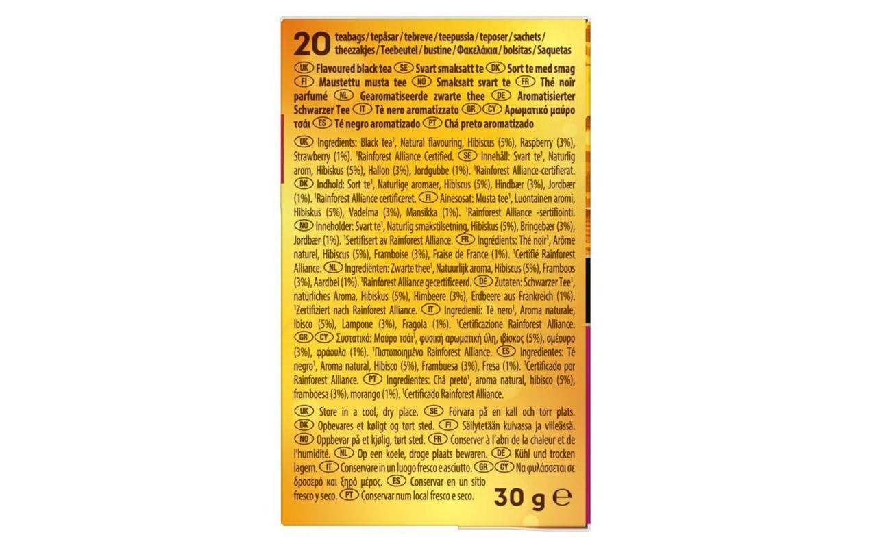 Lipton Schwarztee Waldbeeren – Teebeutel 20 Beutel – Fairtrade