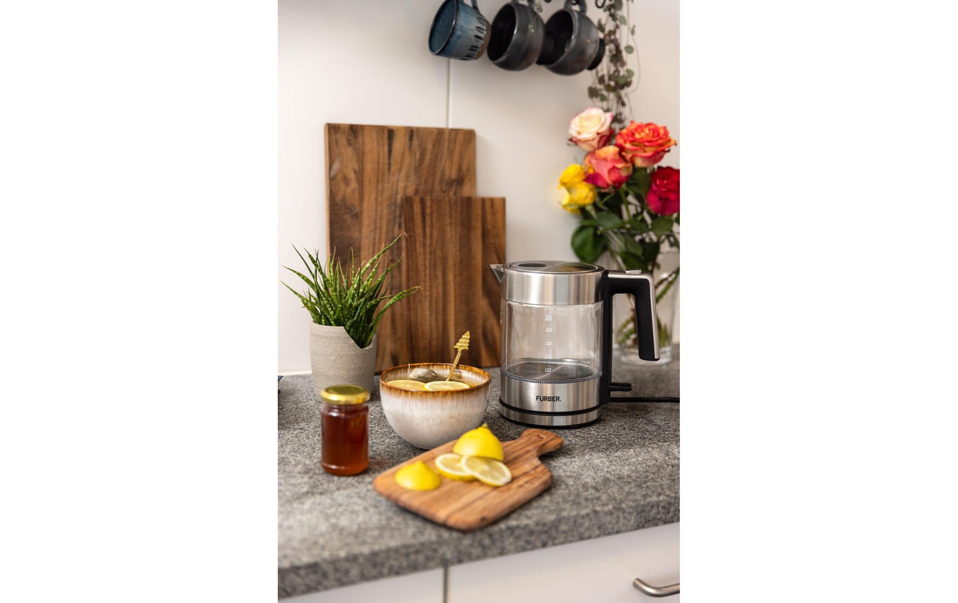 Furber. Furber Vetro Wasserkocher – 1,7 l, Glas/Edelstahl, F01828