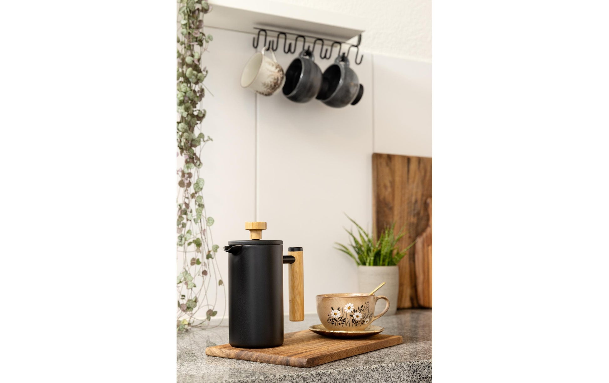 Furber. Furber F01673 French Press / Kaffeebereiter – 0,8 l, 6 Tassen, Edelstahl/Bambus