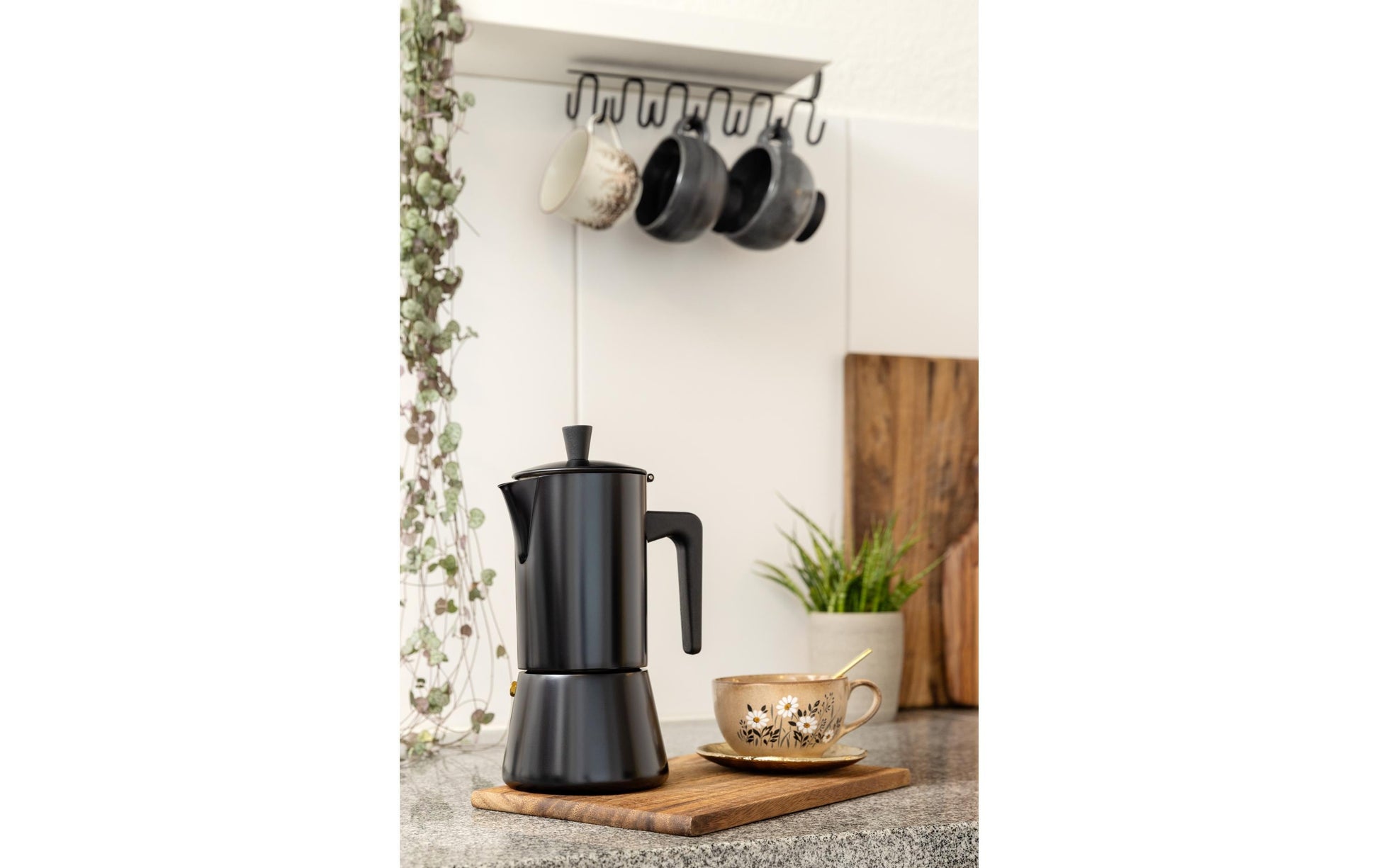 Furber. Furber – Mokka-Kanne 300 ml, Ø 10,5 × 22,5 cm, Edelstahl, Schwarz, für Induktion