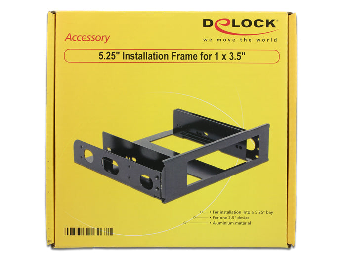 DeLOCK 18267 – HDD-Halterung, Aluminium, schwarz – für 3,5" Laufwerke in 5,25" Schacht