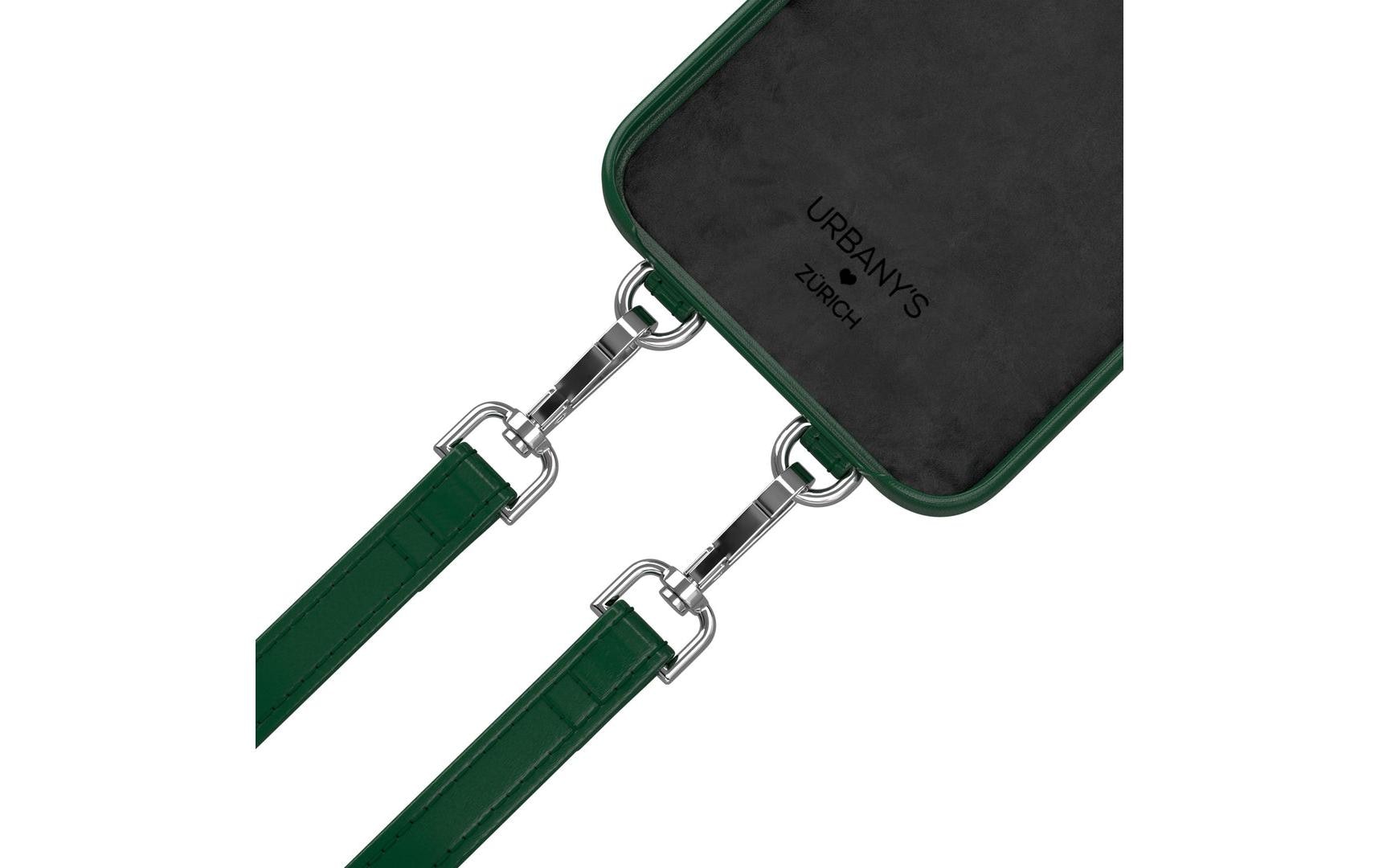Urbany's Necklace-Hülle – für Apple iPhone 16 – Racing Green – Kunstleder – mit Kartenfach, mit Kordel