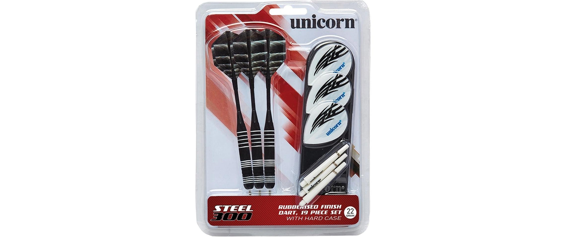 Unicorn S300 Dartpfeile (Stahlspitze) – 22 g, 3 Stück – Stahl, mehrfarbig