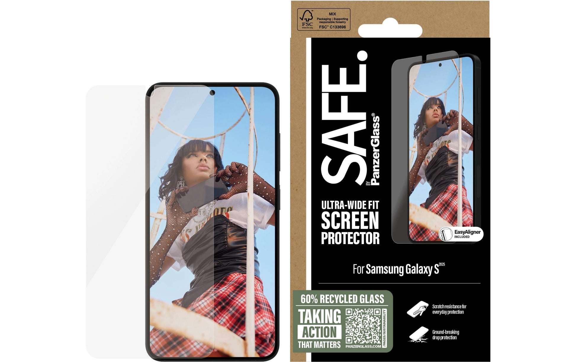 PanzerGlass SAFE. – Displayschutz (Panzerglas), Ultra-Wide Fit – für Galaxy S25/S24 5G – mit Applikator