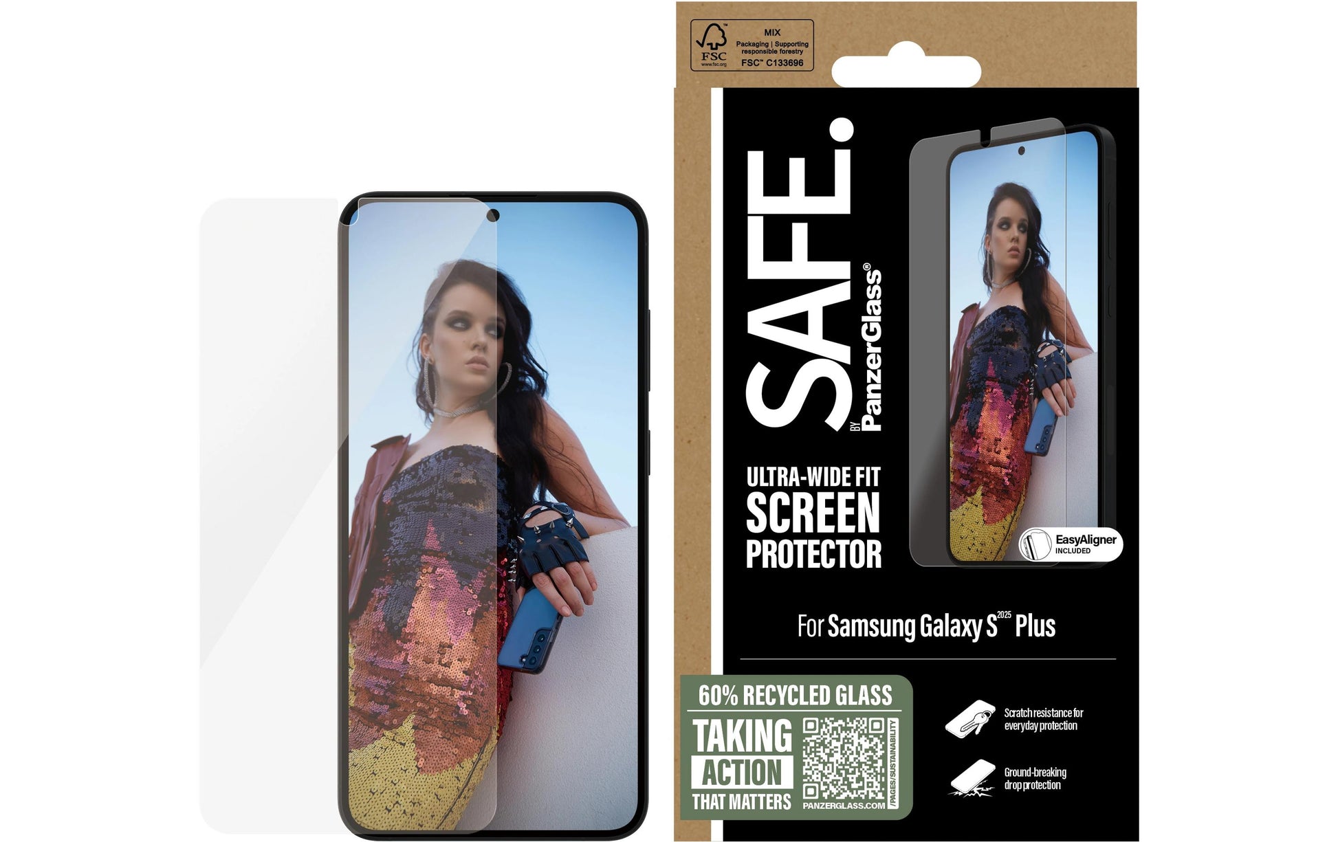 PanzerGlass SAFE. – Displayschutz (Panzerglas), Ultra-Wide Fit – für Galaxy S25+/S24+ – mit Applikator