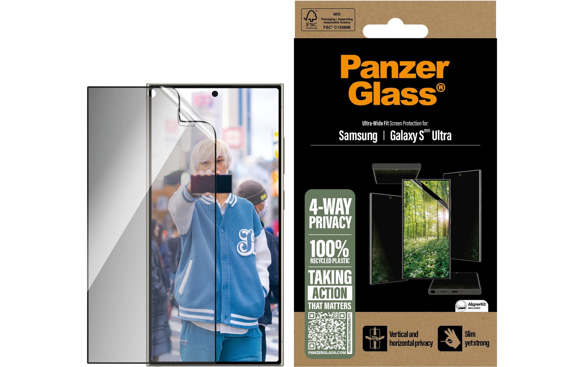 PanzerGlass Displayschutzfolie – für Samsung Galaxy S25 Ultra – Ultra‑Wide Fit, Antibakteriell