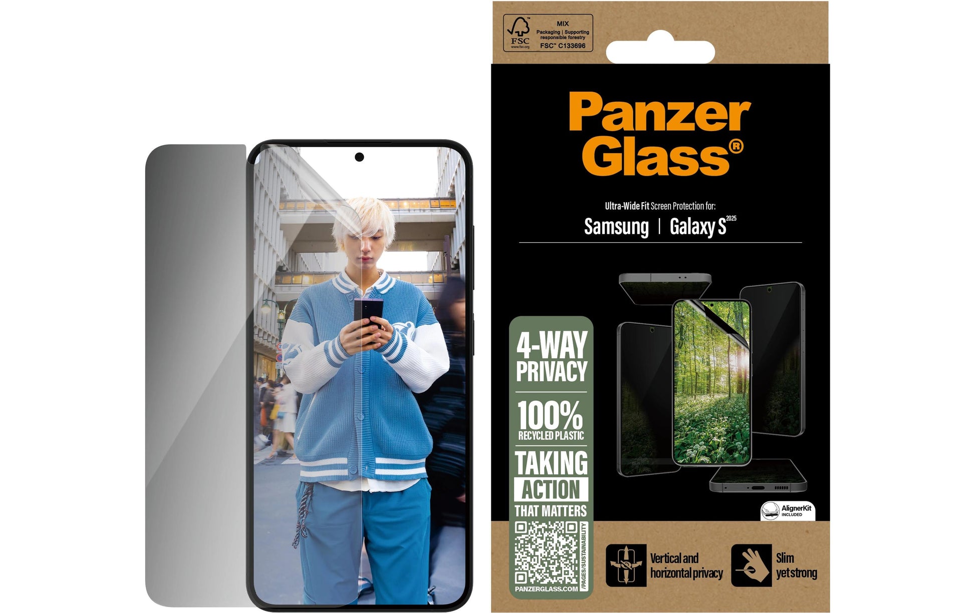 PanzerGlass Privacy-Filter (Folie), Ultra-Wide Fit – für Galaxy S25/S24 5G