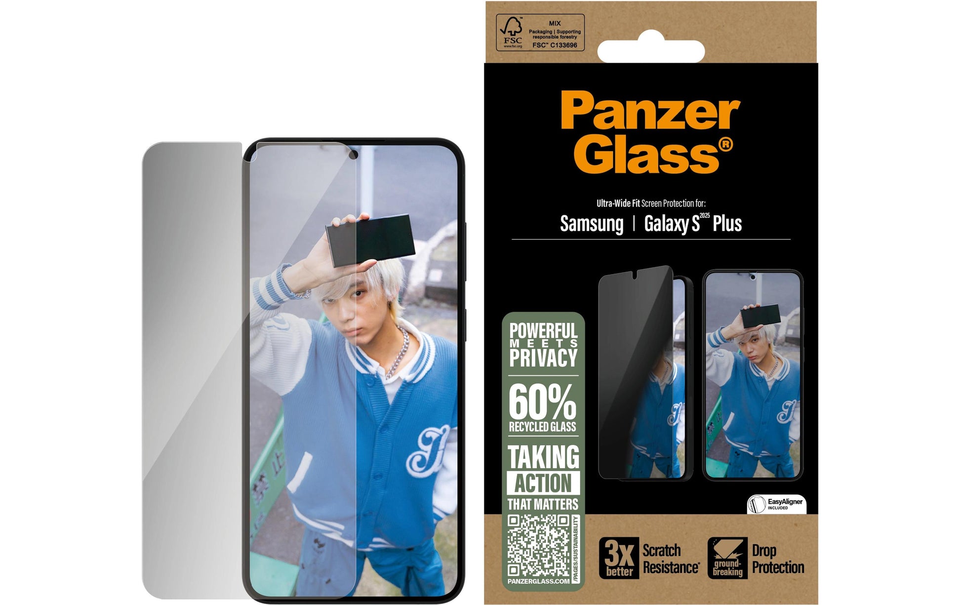 PanzerGlass Displayschutzglas Privacy-Filter – für Samsung Galaxy S25+/Galaxy S24 Plus, Hartglas, Transparent