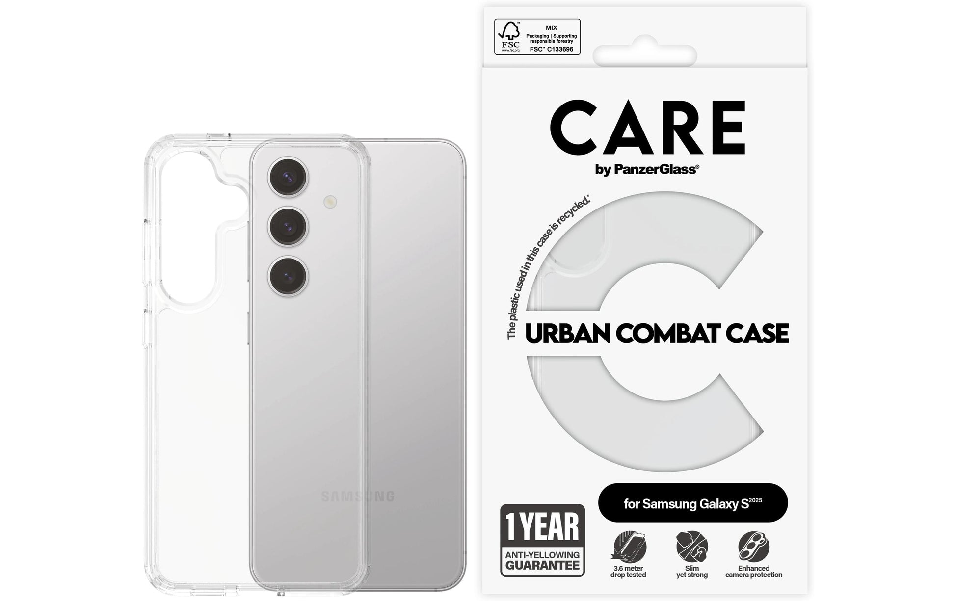 PanzerGlass Backcover CARE Flagship – für Samsung Galaxy S25 – transparent – stossgeschützt