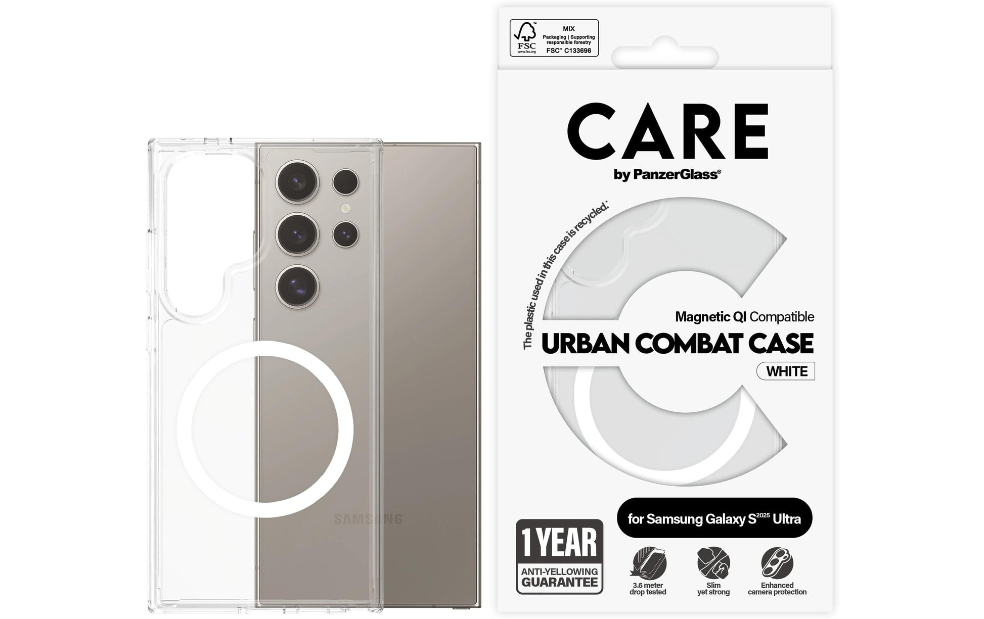 PanzerGlass CARE Flagship Backcover – für Samsung Galaxy S25 Ultra, Transparent, bis 3,6 m Sturzsicher