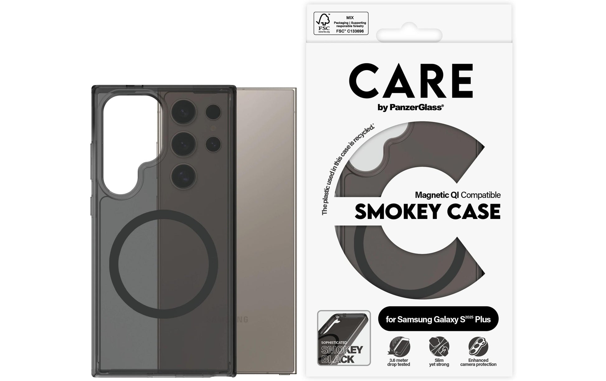 PanzerGlass CARE Flagship Backcover – für Samsung Galaxy S25 Ultra, Smokey, bis 3,6 m sturzsicher