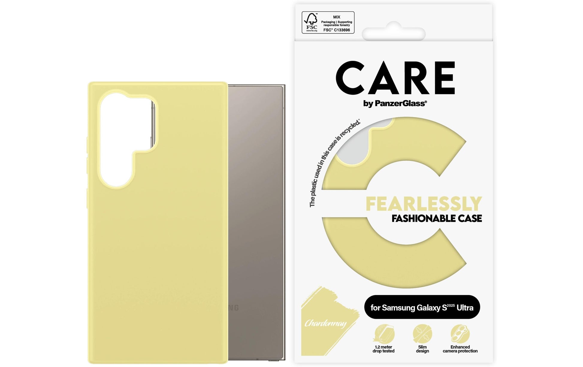 PanzerGlass CARE Backcover – für Samsung Galaxy S25 Ultra, Kunststoff, Chardonnay, bis 1,2 m sturzsicher