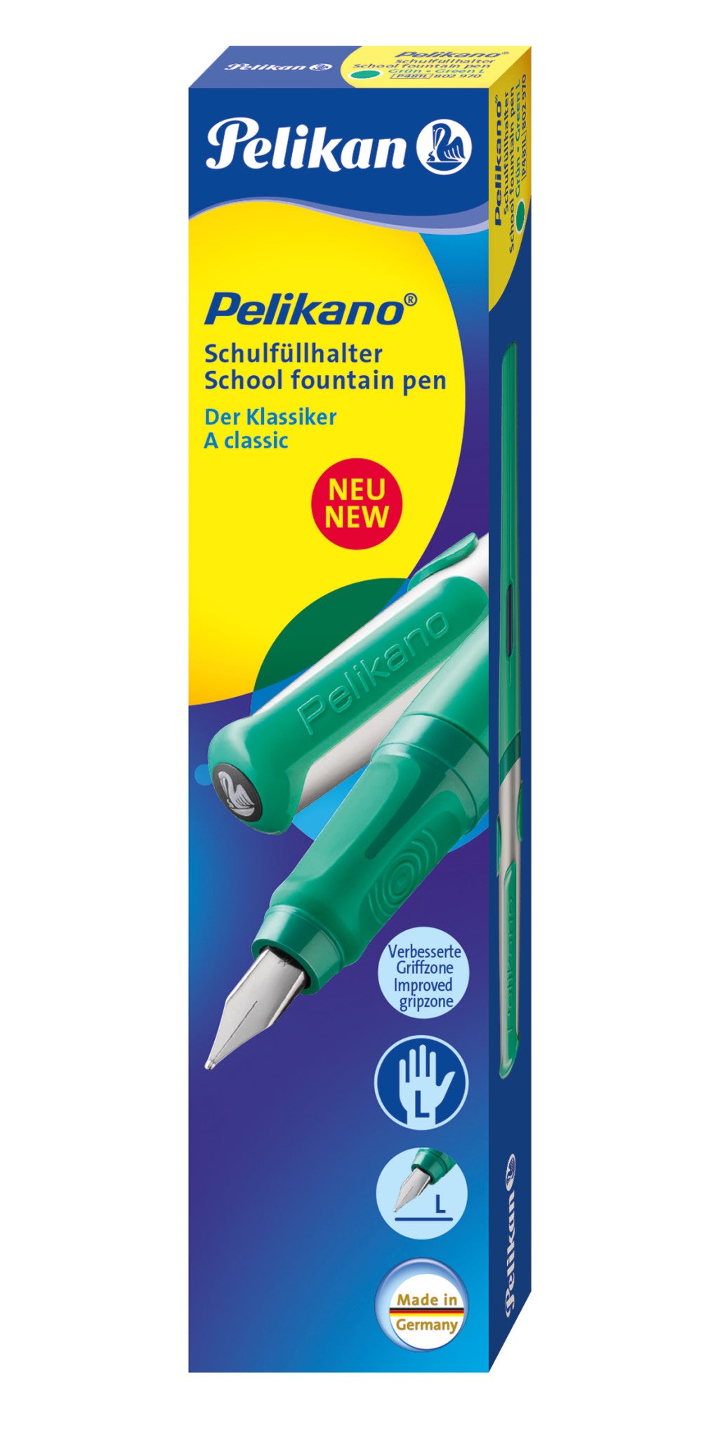 Pelikano – Federspitze L – für Linkshänder – Grün, Blau – Patronen