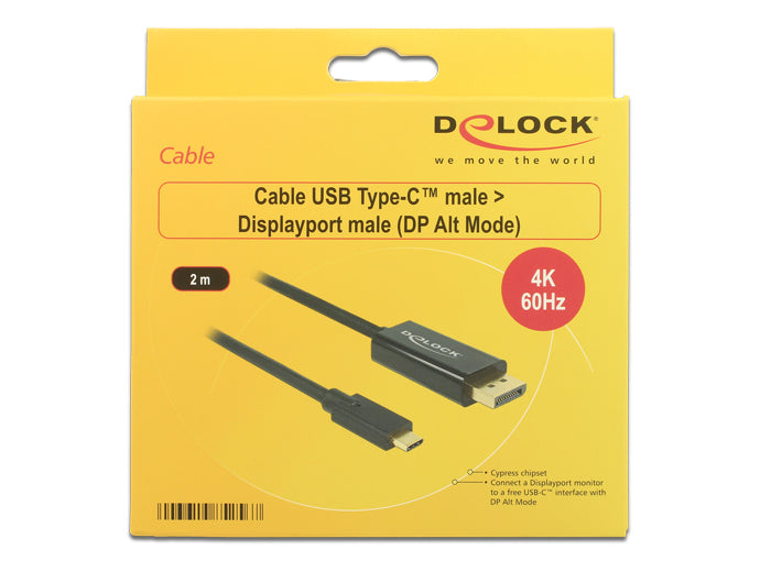 DeLOCK USB-C auf DisplayPort Kabel DP 1.2 4K 60 Hz – 2 m