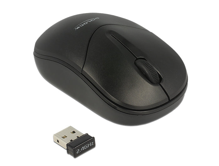 DeLOCK 12494 – Maus – Kabellos (2,4 GHz), beidhändig, Schwarz