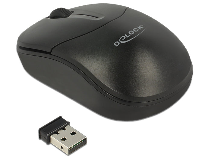 DeLOCK 12494 – Maus – Kabellos (2,4 GHz), beidhändig, Schwarz