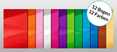 URSUS Fotokarton – 33 × 23 cm, 280 g/m², farbig sortiert, 12 Blatt, für Laserdrucker