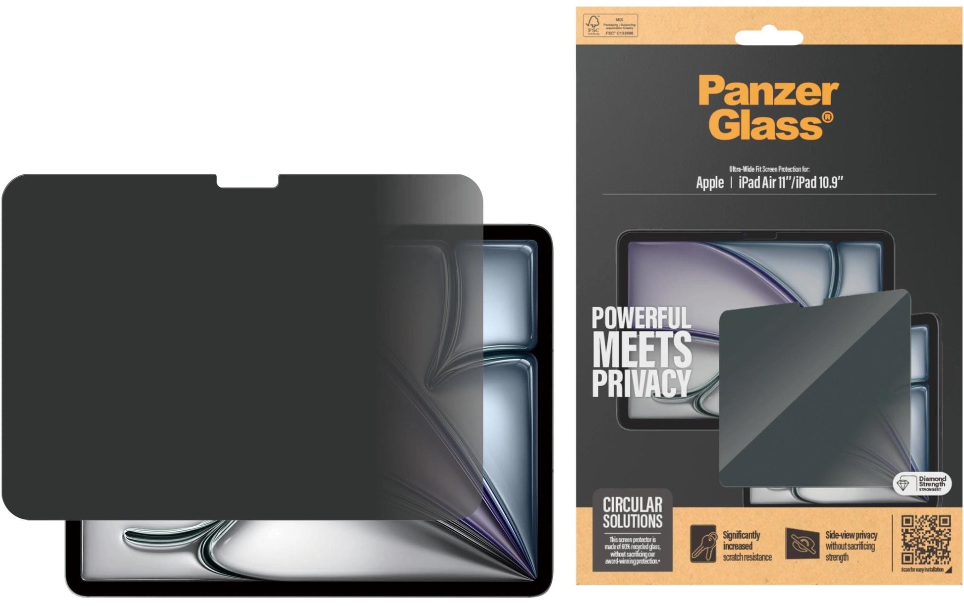 PanzerGlass Panzerglas für iPad 10,9" (2022) und iPad 11"/iPad Air 11" (2024–2025) – Blickschutz