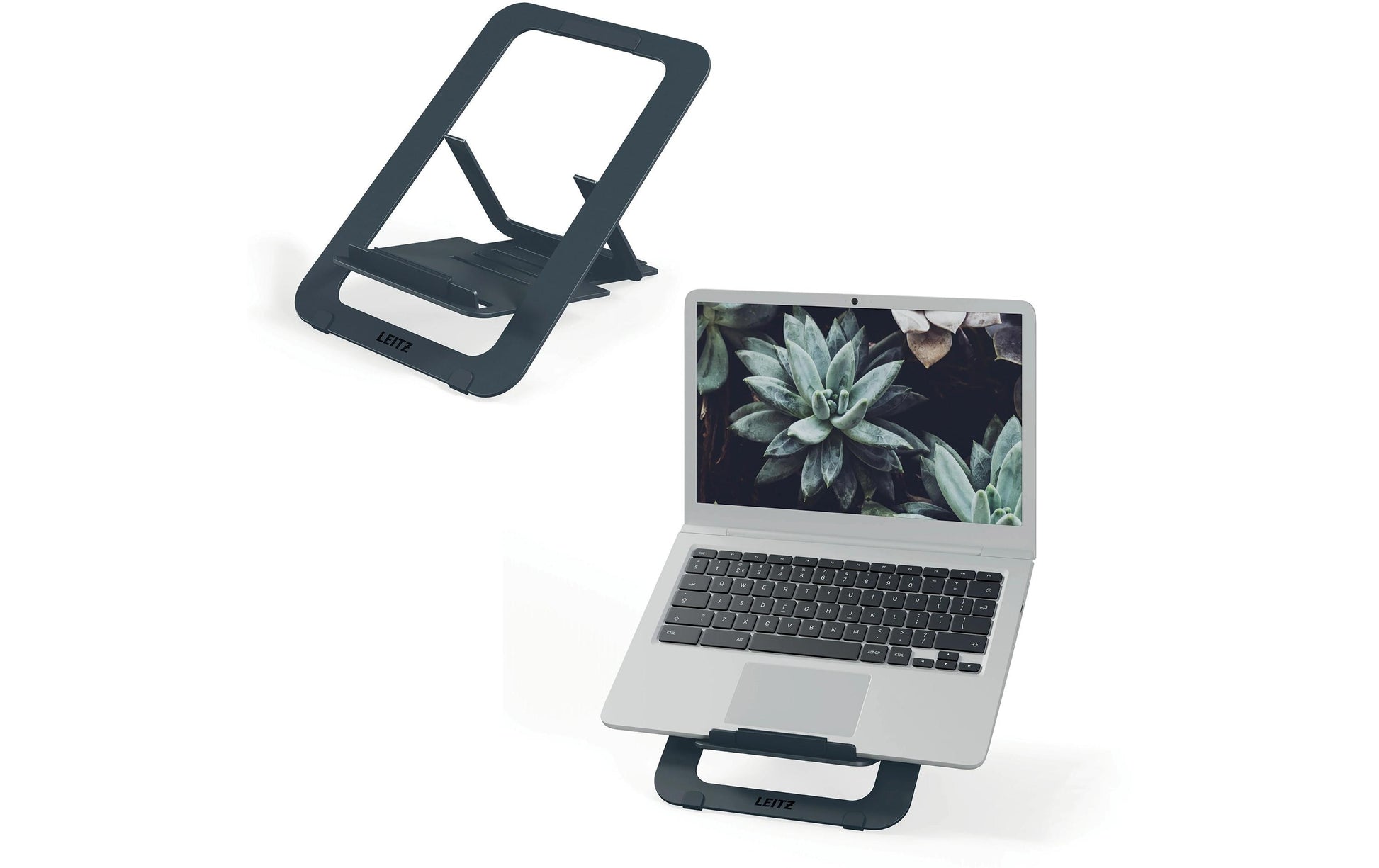 Leitz Laptop-Ständer – bis 17", faltbar, 5 Höhenpositionen – Grau