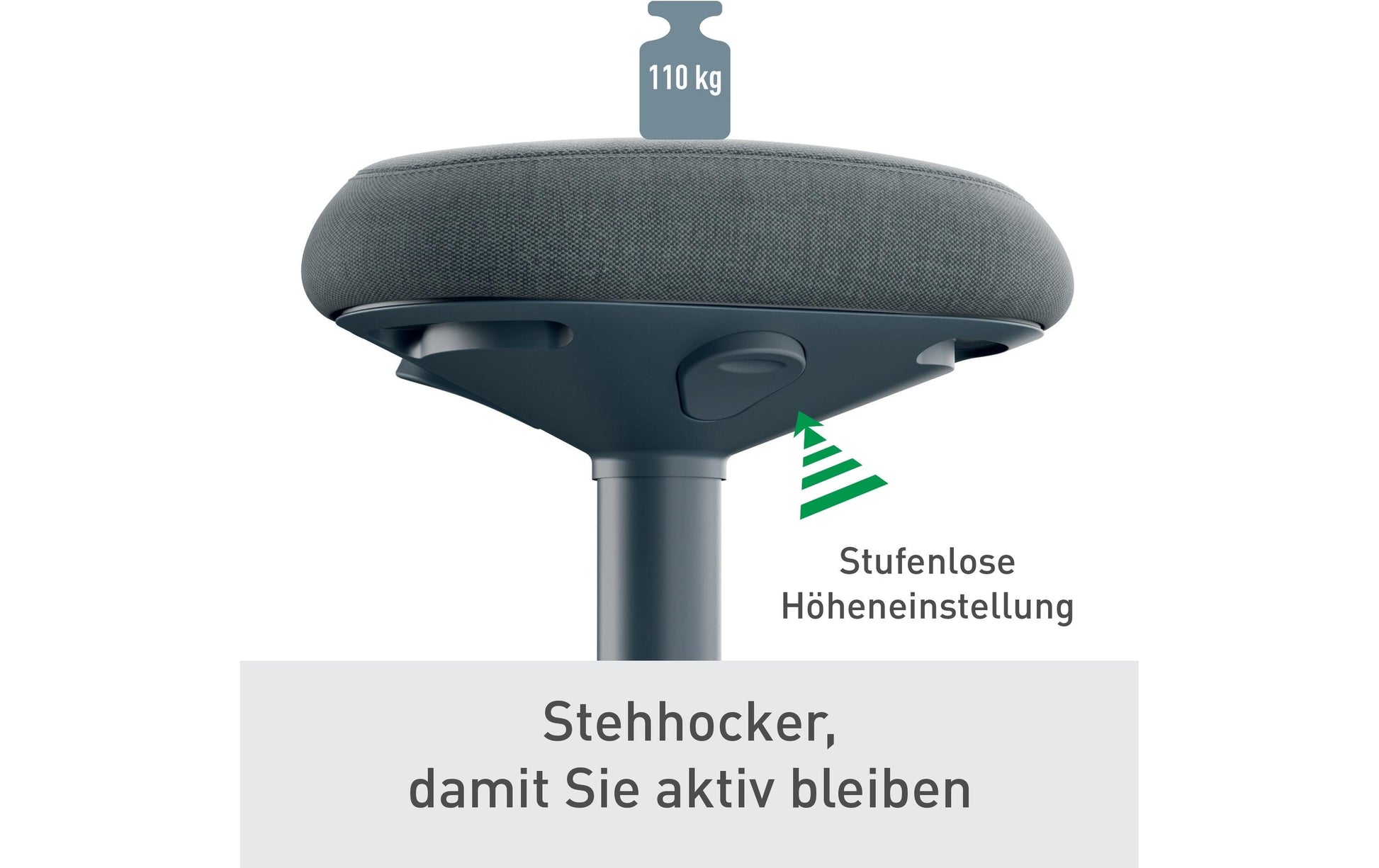 Leitz Hocker Ergo Active – Sitzhöhe 57–82 cm, 110 kg, dunkelgrau