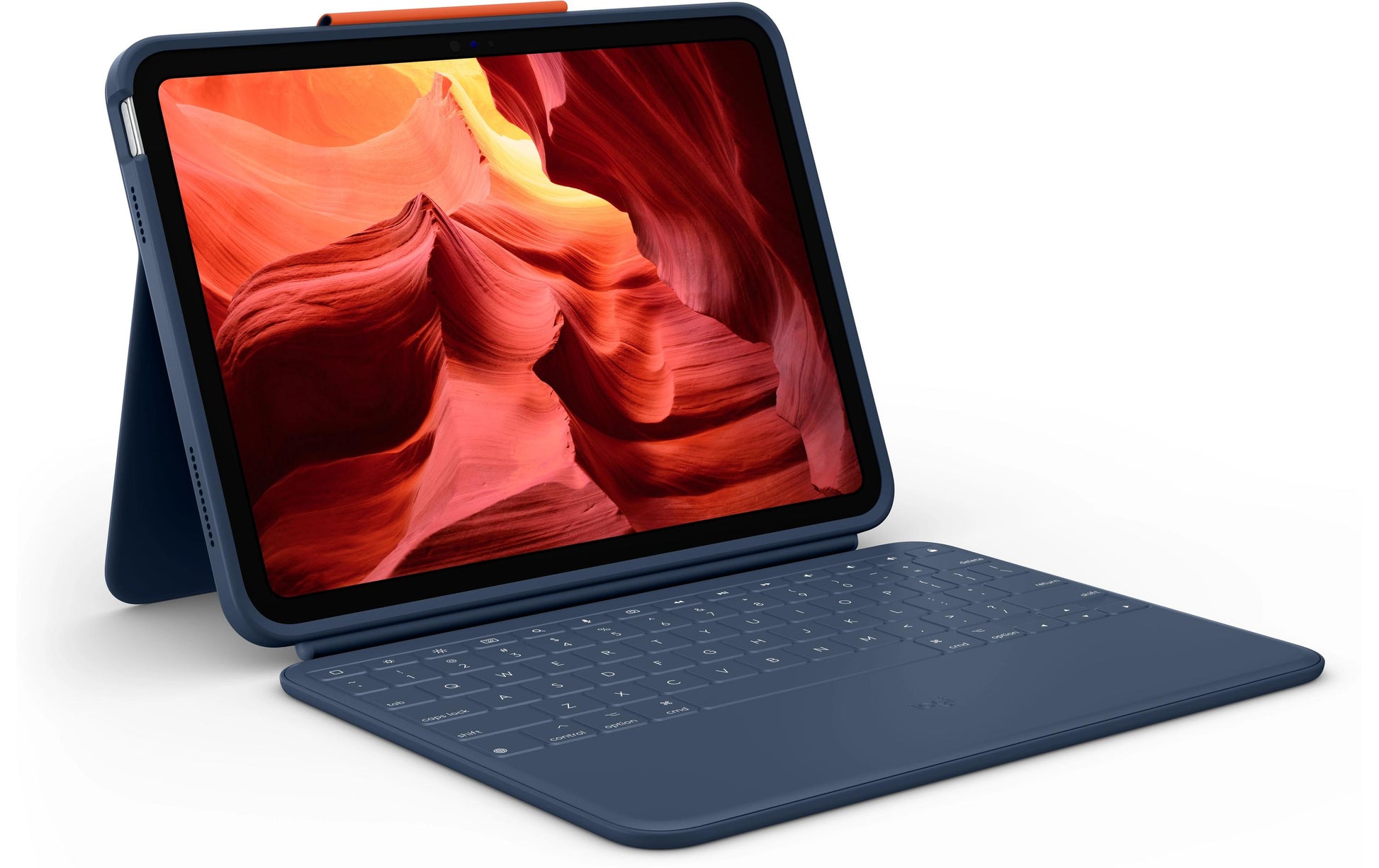 Logitech Rugged Combo 4 Touch – Tastatur, CH-Layout (DE-CH), Blau – für iPad (10. Generation)